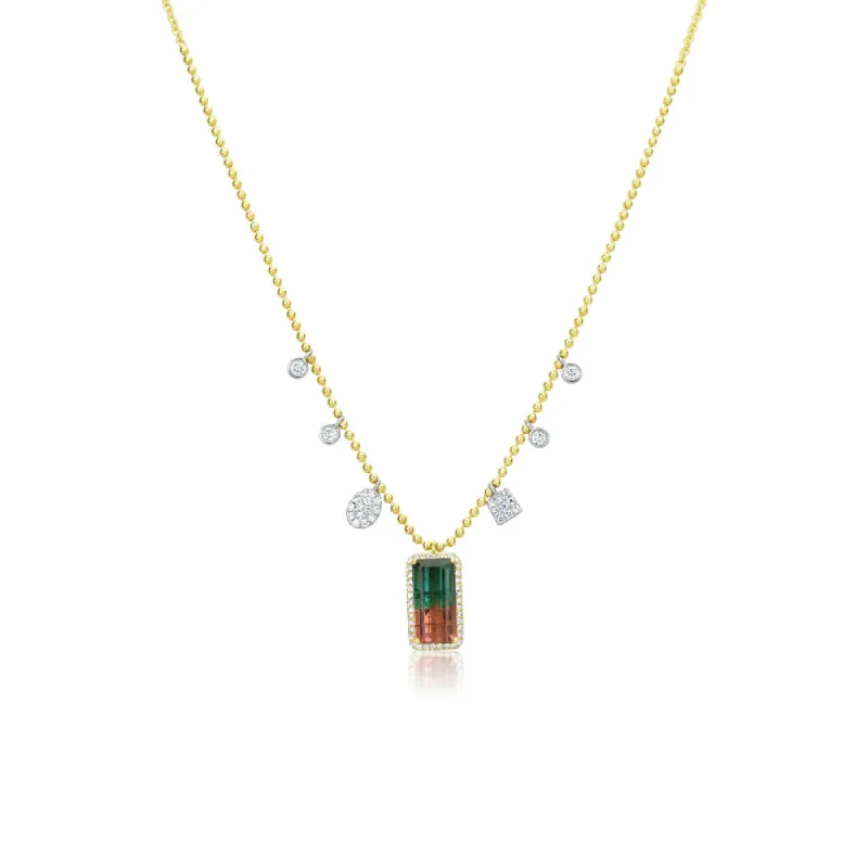Watermelon Tourmaline Spot Chain Necklace sold by Meira T