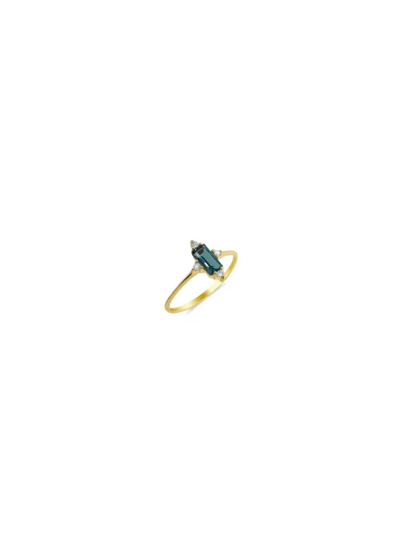 Blue Topaz and Diamond Ring size 6.5 sold by Meira T