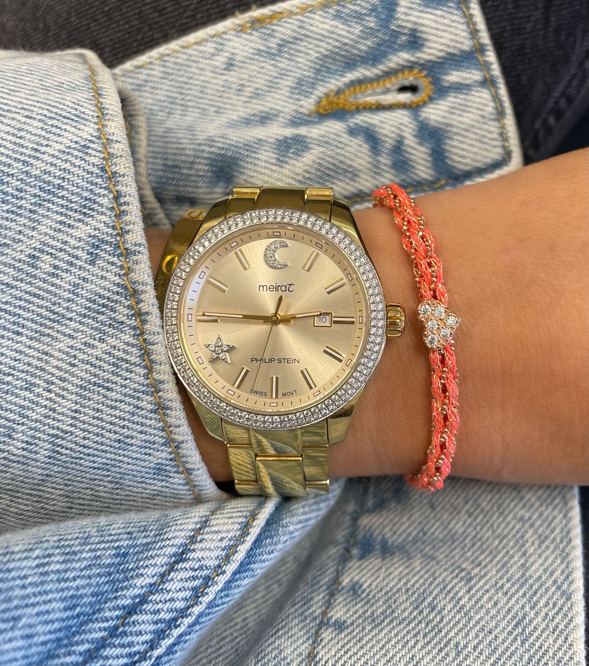 Pink Braided Chain and Silk Bracelet with CZ Heart sold by Meira T product image thumbnail 3