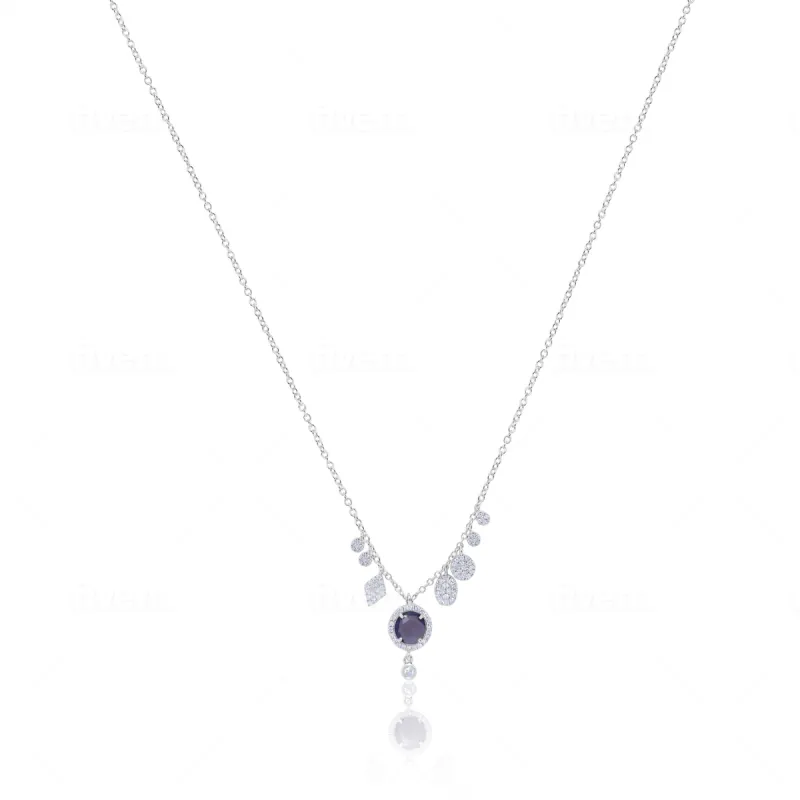 Dainty Blue Sapphire and Diamond Charms Necklace sold by Meira T