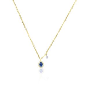 Blue Sapphire Diamond Necklace in Yellow Gold sold by Meira T