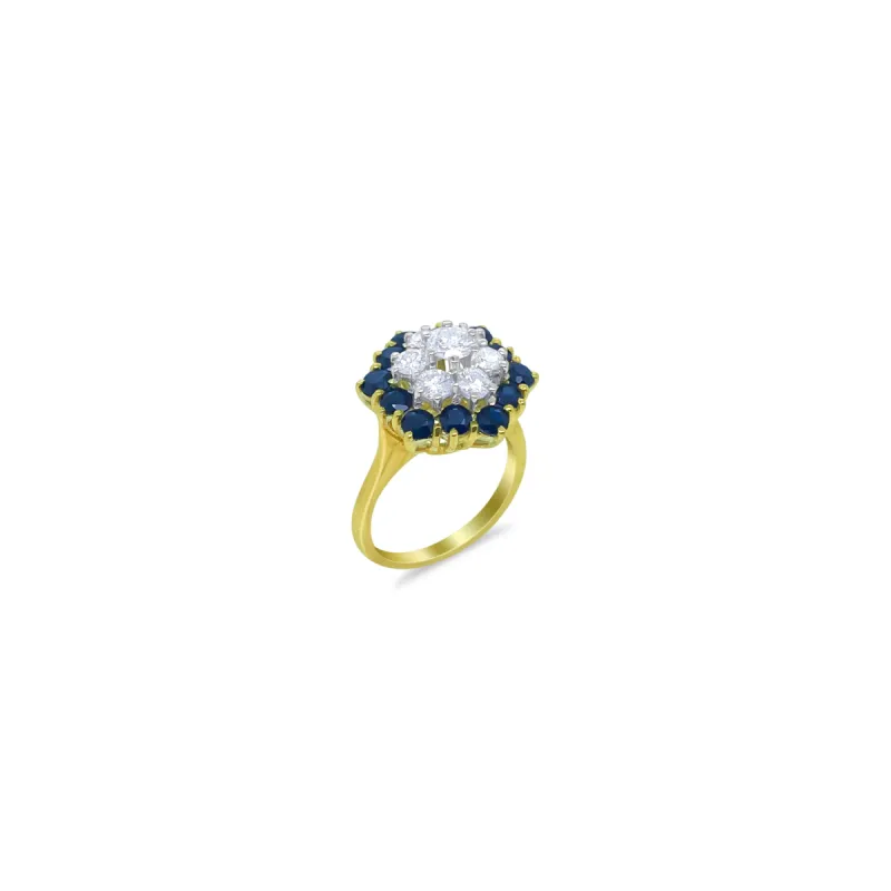 Diamond and Sapphire Floral Ring sold by Meira T