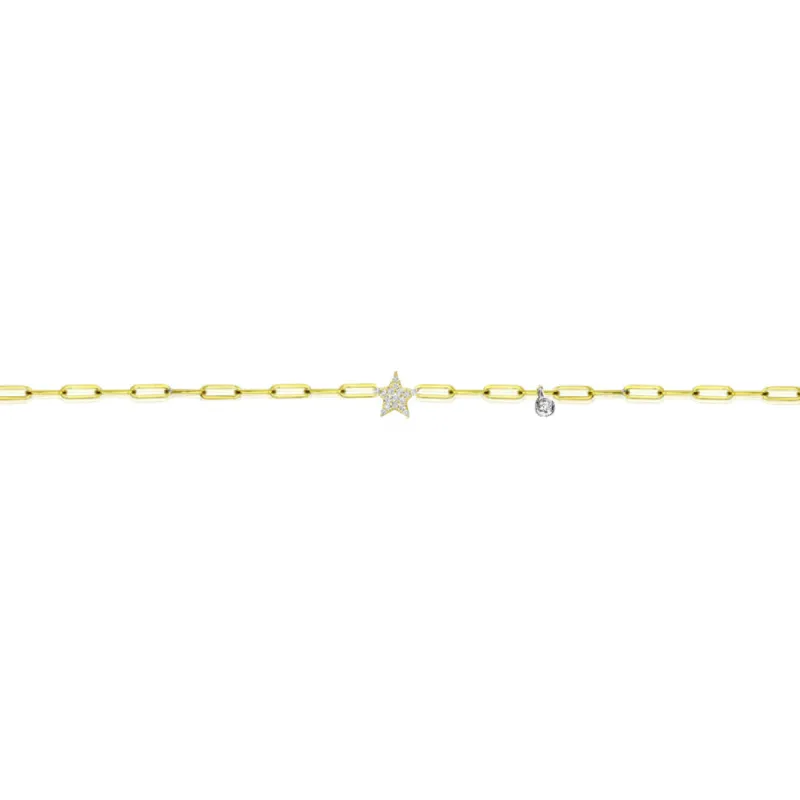 Diamond Star Paperclip Bracelet sold by Meira T