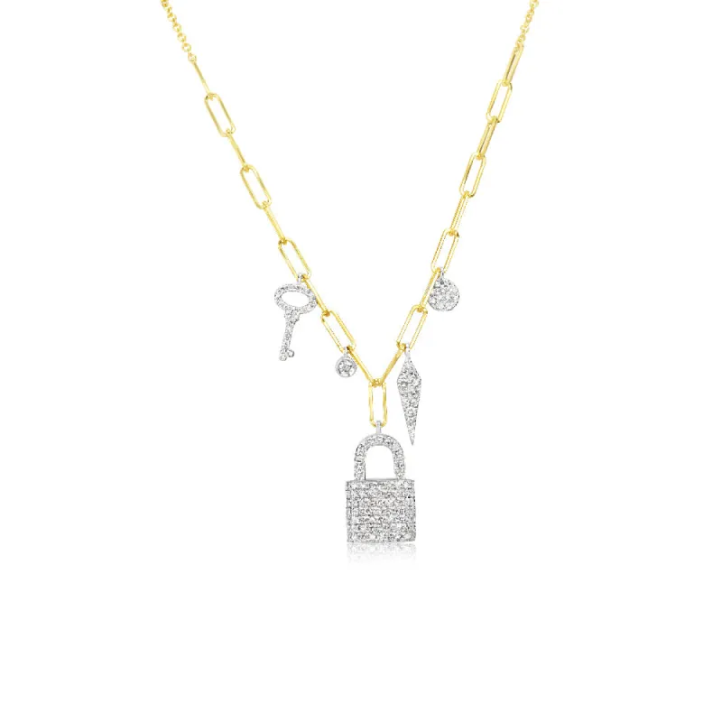 Diamond Lock Chunky Chain Necklace sold by Meira T