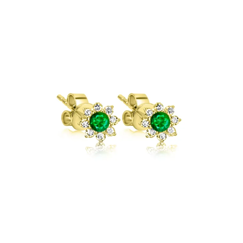 Sisterly Style Emerald Yellow Gold Flower Stud | Online Exclusive sold by Meira T