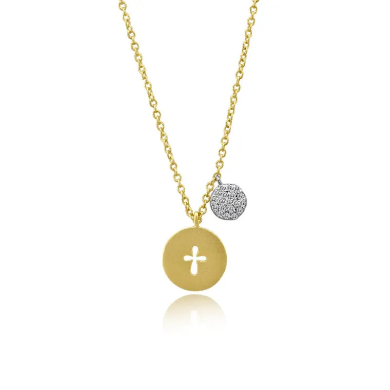 Yellow Gold Cross Necklace sold by Meira T