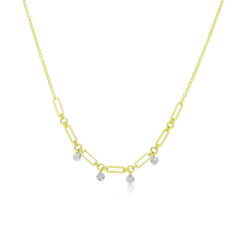 Bezel Diamond Paperclip Necklace sold by Meira T