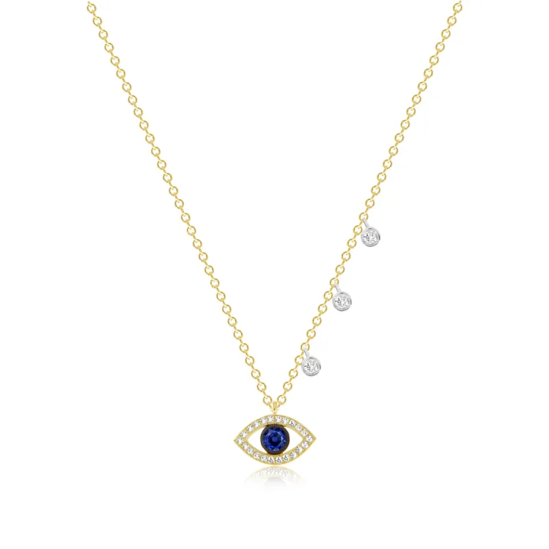 Evil Eye Sapphire and Diamond Charm Necklace sold by Meira T