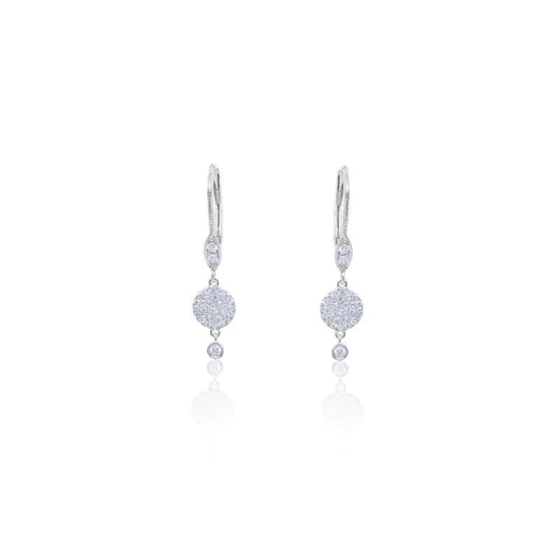 White Gold Dainty Drop Diamond Earrings sold by Meira T