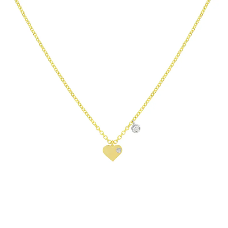 Yellow Gold Heart Bezel Necklace sold by Meira T