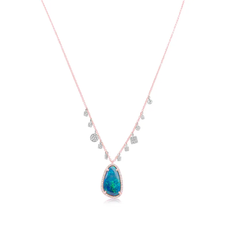 Rose Gold Opal and Diamond Charms Necklace sold by Meira T