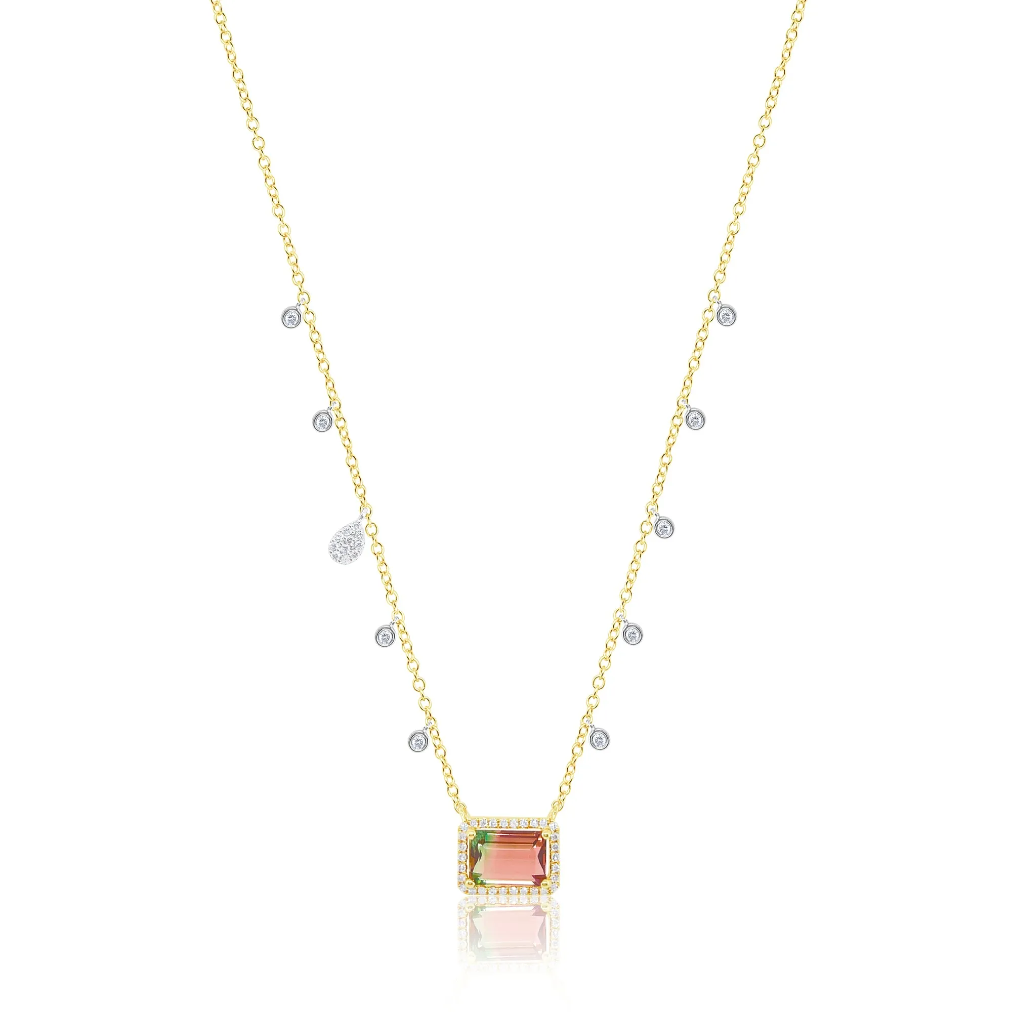 Yellow Gold and Diamond Watermelon Tourmaline Necklace sold by Meira T