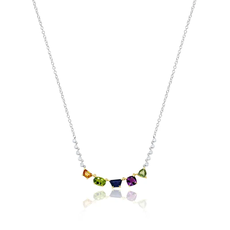 White Gold Multi Shaped Center Necklace Rainbow LAST ONE sold by Meira T