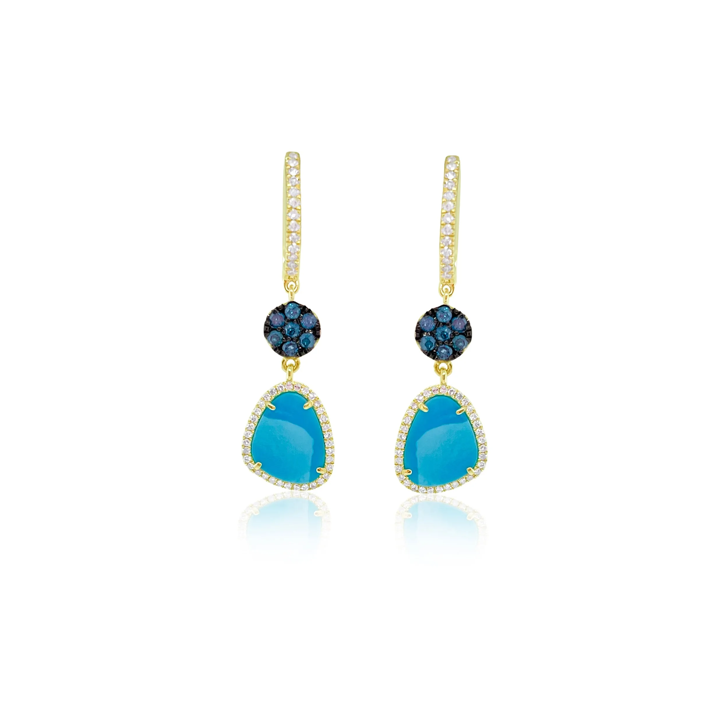 Diamond and Turquoise Drop Earrings sold by Meira T