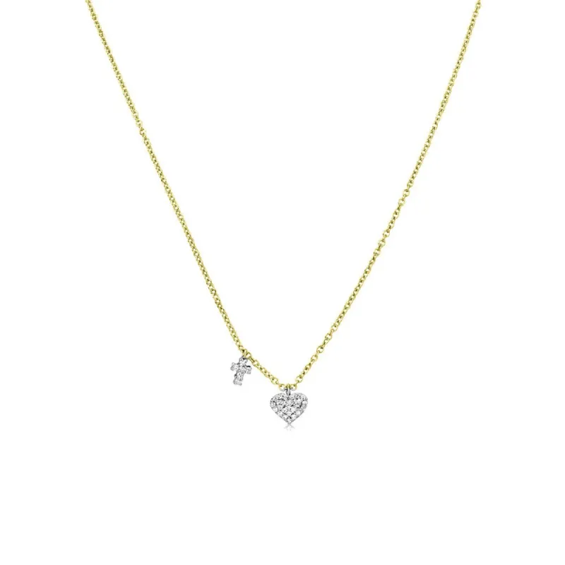 Diamond Cross and Heart Necklace sold by Meira T