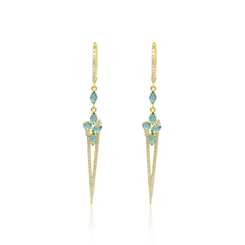 Blue Topaz Diamond Dagger Earrings made by Meira T