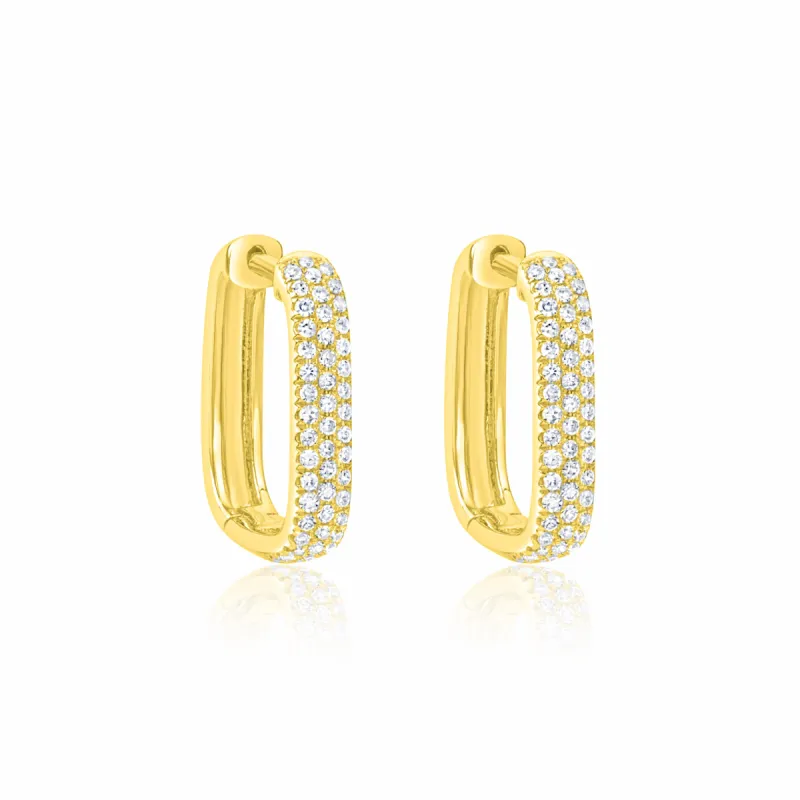 Yellow Gold Square Diamond Huggies sold by Meira T