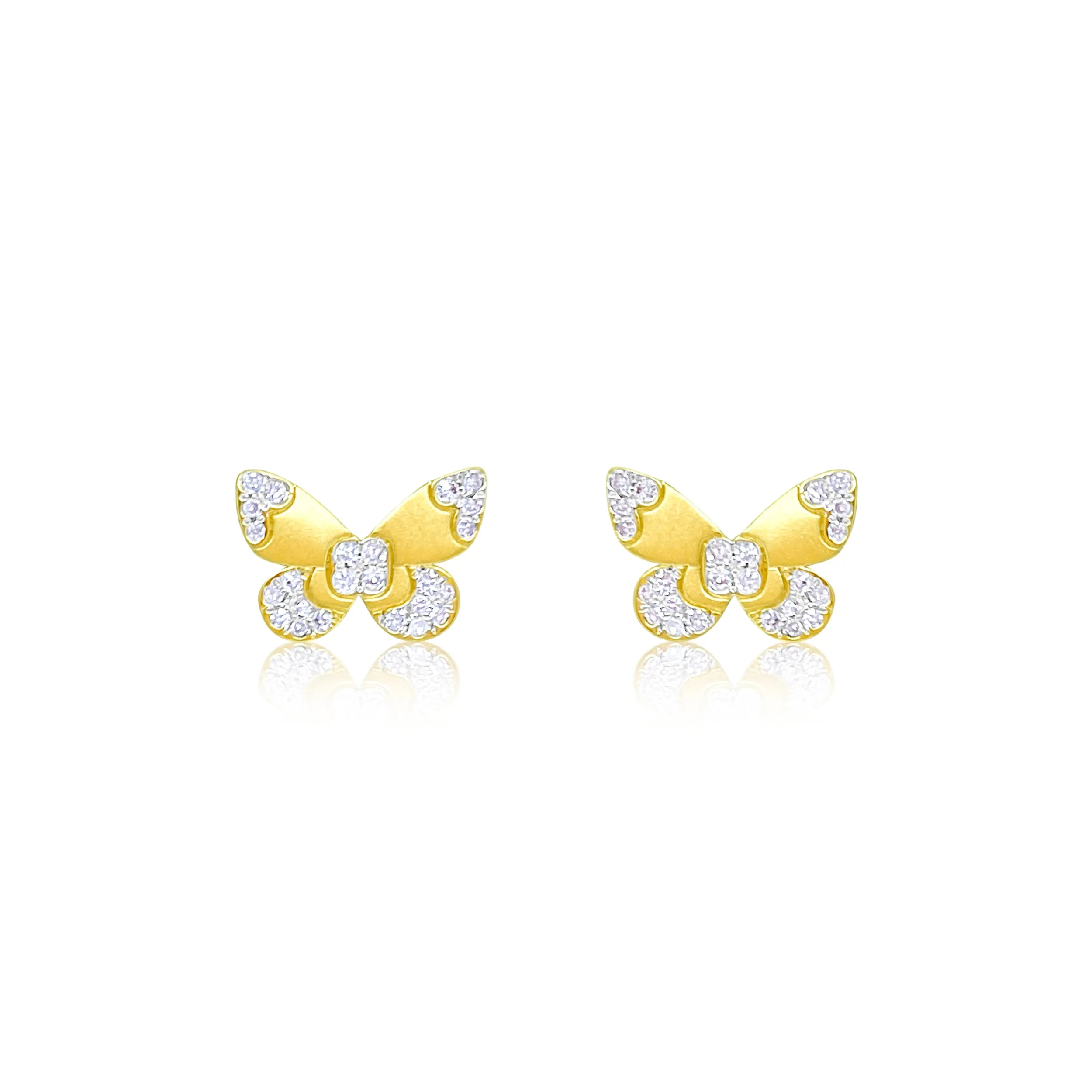 Yellow Gold and Diamond Textured Butterfly Earrings- ONLINE EXCLUSIVE sold by Meira T