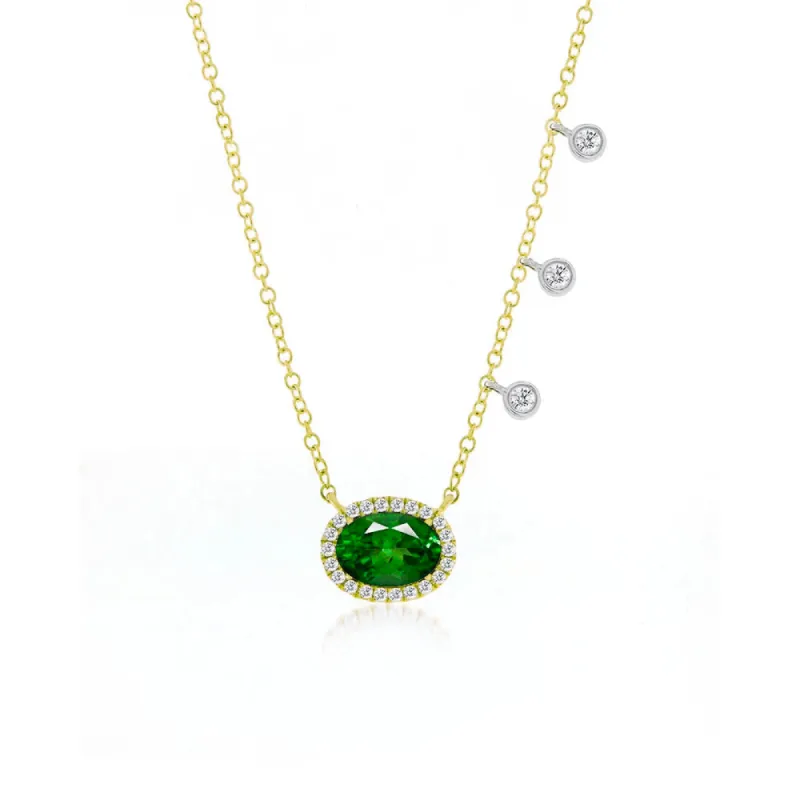 Meira T Green Chrome and Diamond Bezel Necklace sold by Meira T