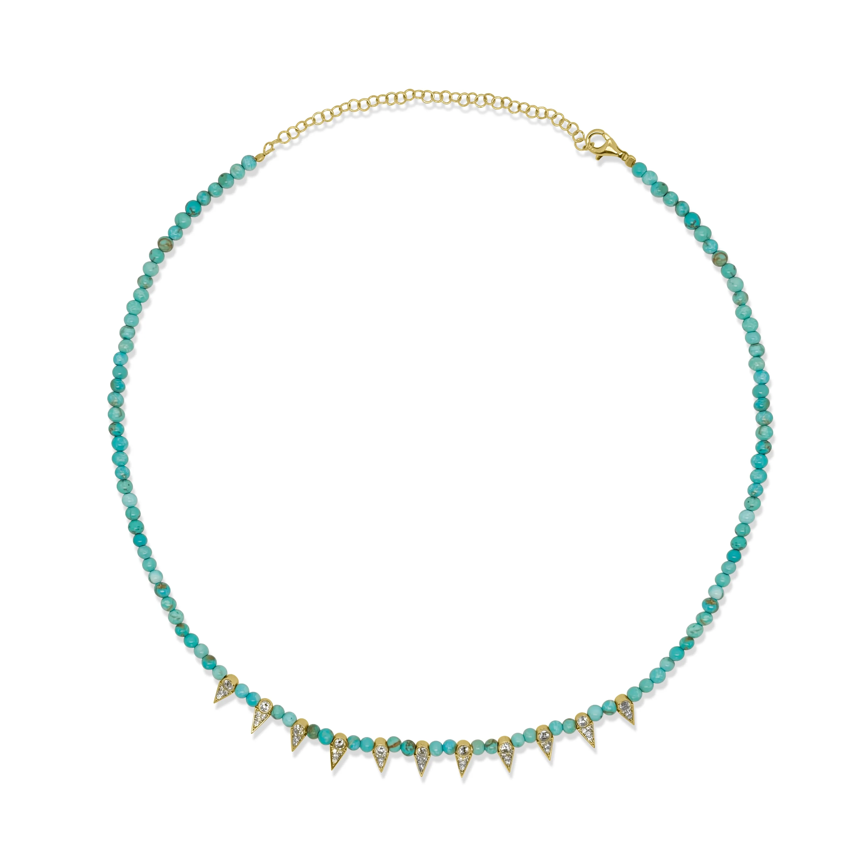 Turquoise Bead Necklace with Edge Accent sold by Meira T
