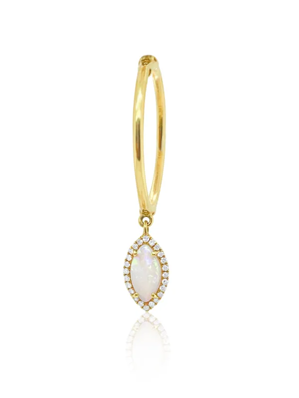 Yellow Gold White Opal Earring sold by Meira T