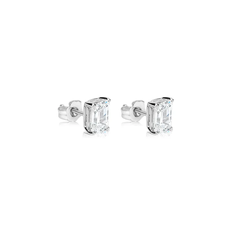 2 Carats Lab Grown White Gold Emerald Cut Diamond Studs *ONLINE EXCLUSIVE* sold by Meira T