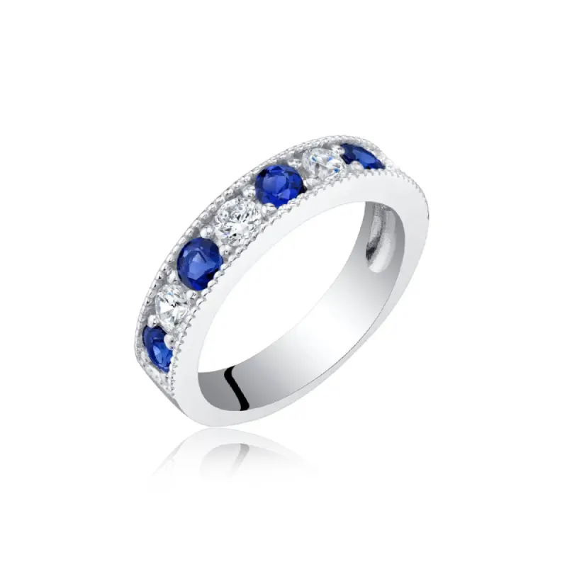 White Gold Diamond and Blue Sapphire Filagree Ring- ONLINE EXCLUSIVE sold by Meira T