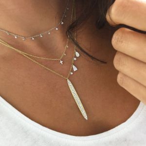 Rose Gold Dainty Cross and Bezel Diamond Necklace sold by Meira T