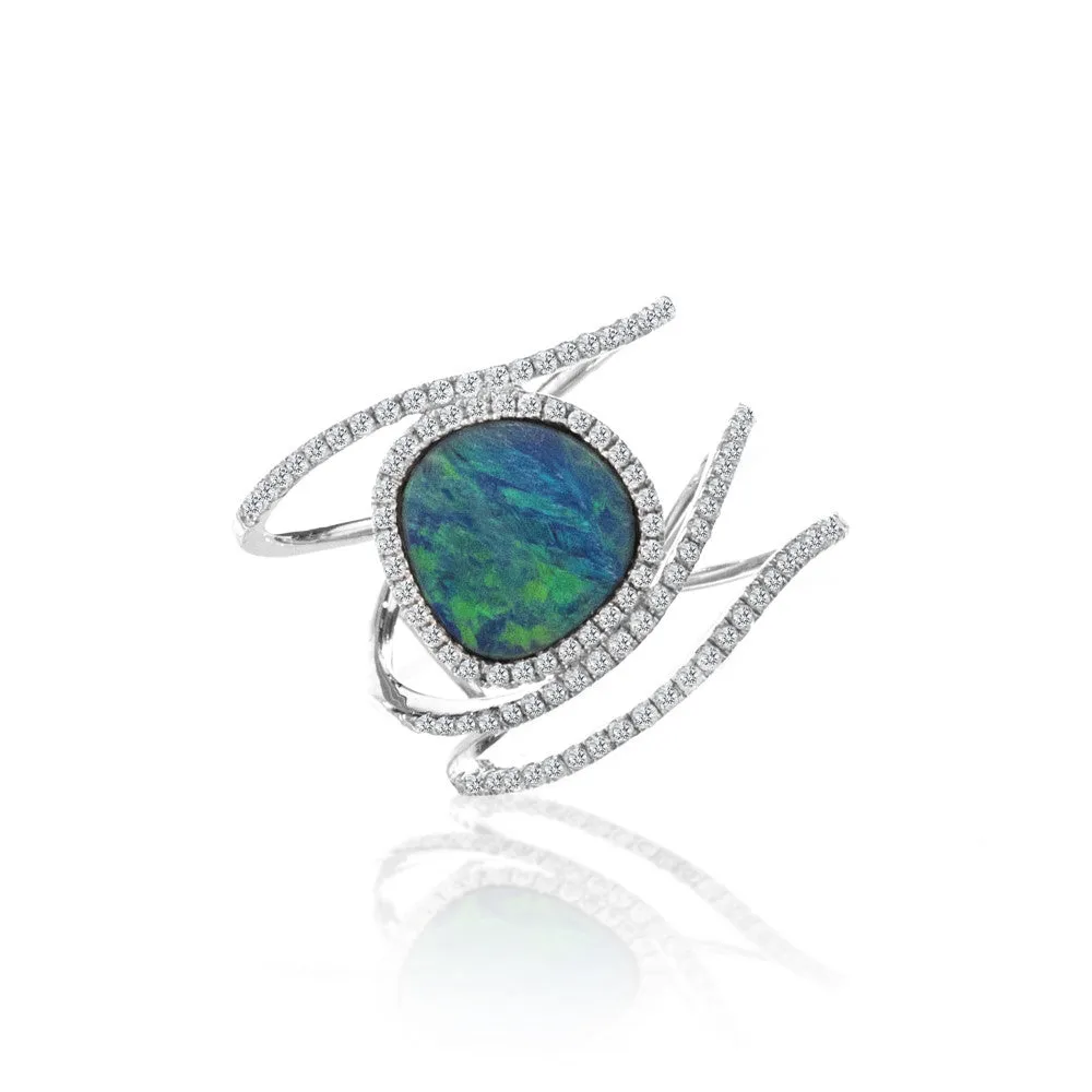 Opal Diamond Wave Ring SALE LAST ONE sold by Meira T