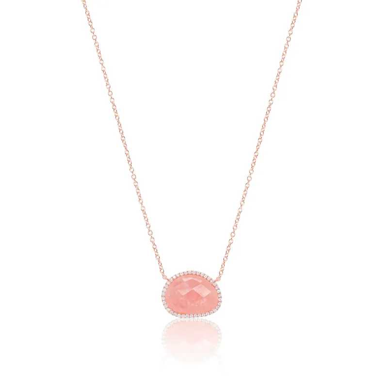 Rose Gold Pink Sapphire Diamond Necklace sold by Meira T