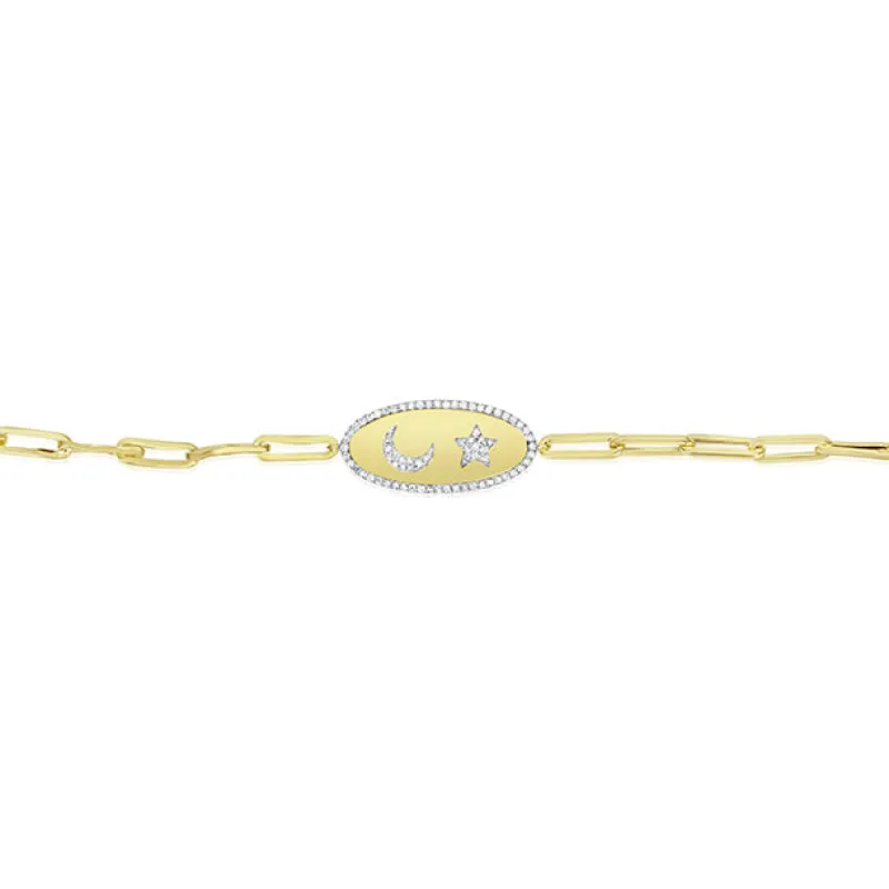 Moon and Star Paperclip Chain Bracelet sold by Meira T