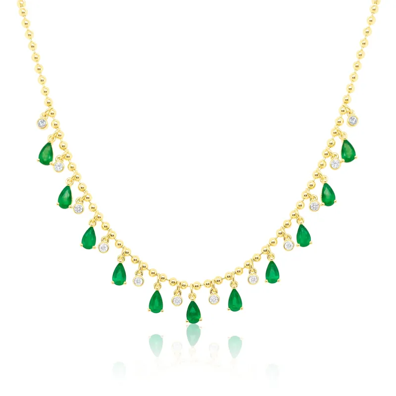 Ball Chain Alternating Emerald and Diamond Necklace ONLINE EXCLUSIVE sold by Meira T