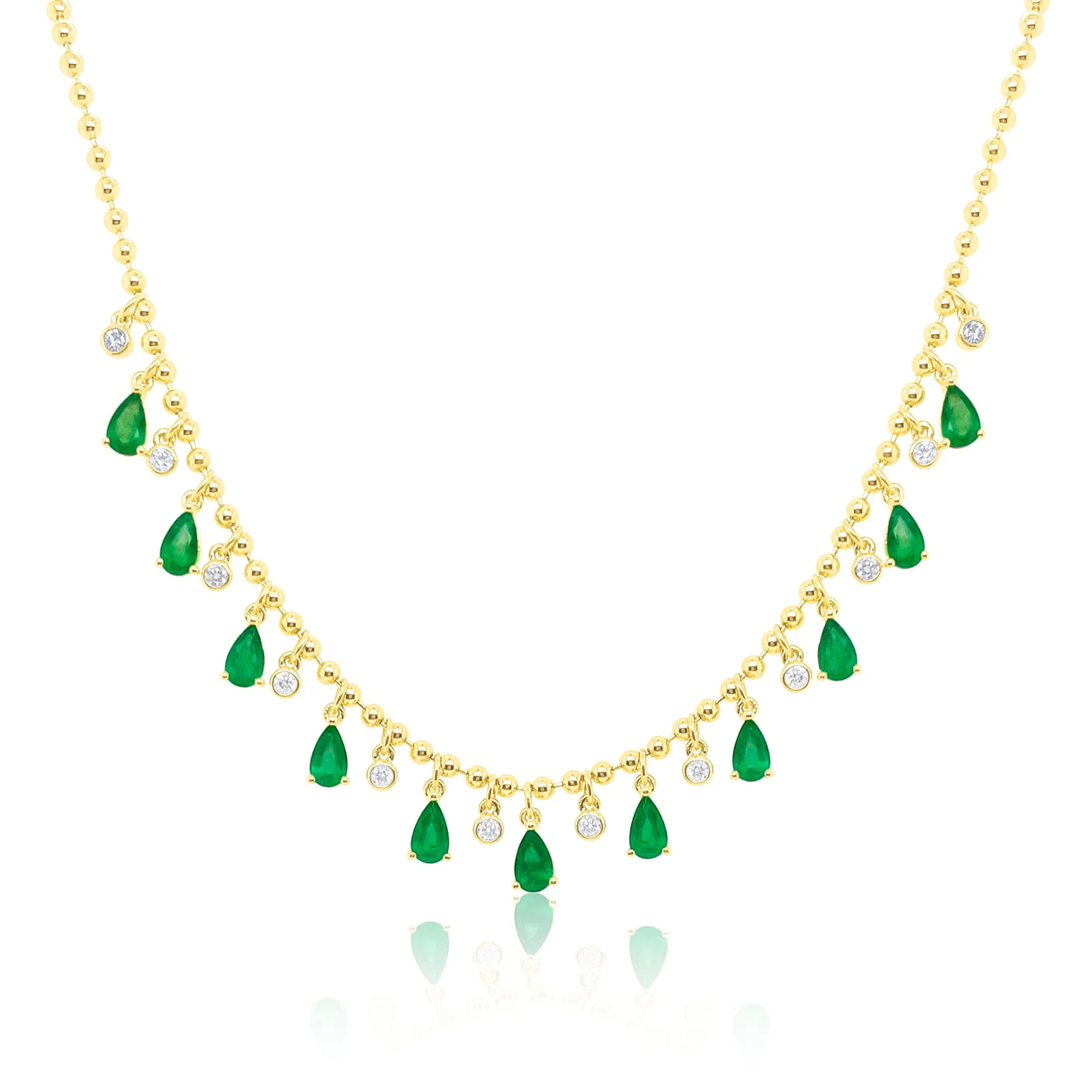 Ball Chain Alternating Emerald and Diamond Necklace ONLINE EXCLUSIVE sold by Meira T