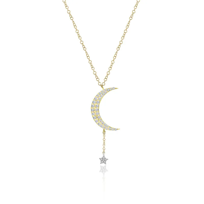 Moon and Star Diamond Necklace sold by Meira T