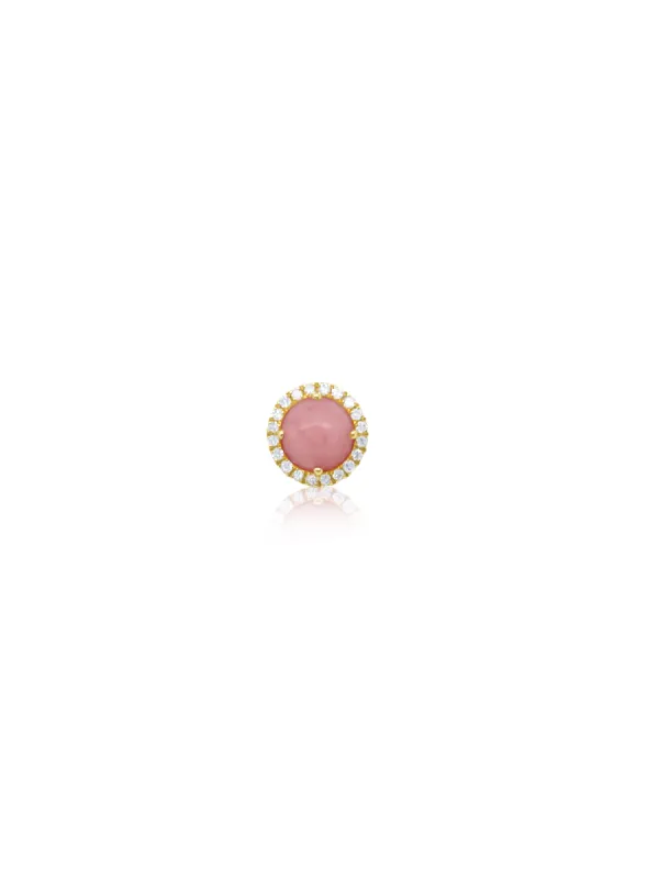 Yellow Gold Pink Opal Stud (single) sold by Meira T