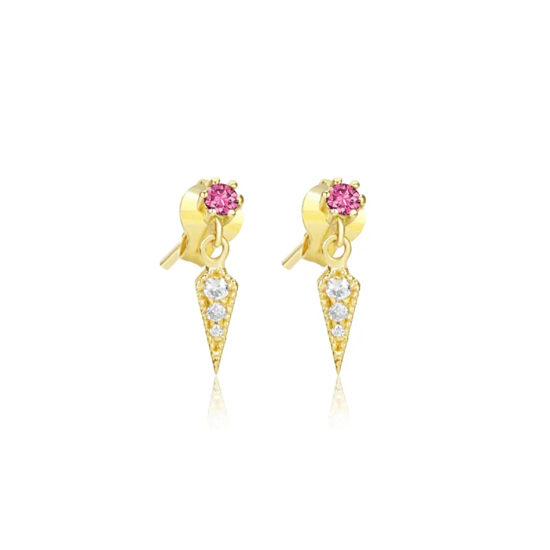 Pink Sapphire and Diamond Dagger Studs sold by Meira T