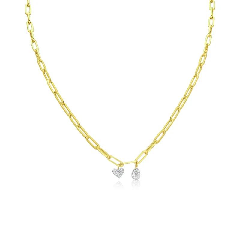 Chunky Chain Heart and Tear Drop Diamond Charms sold by Meira T