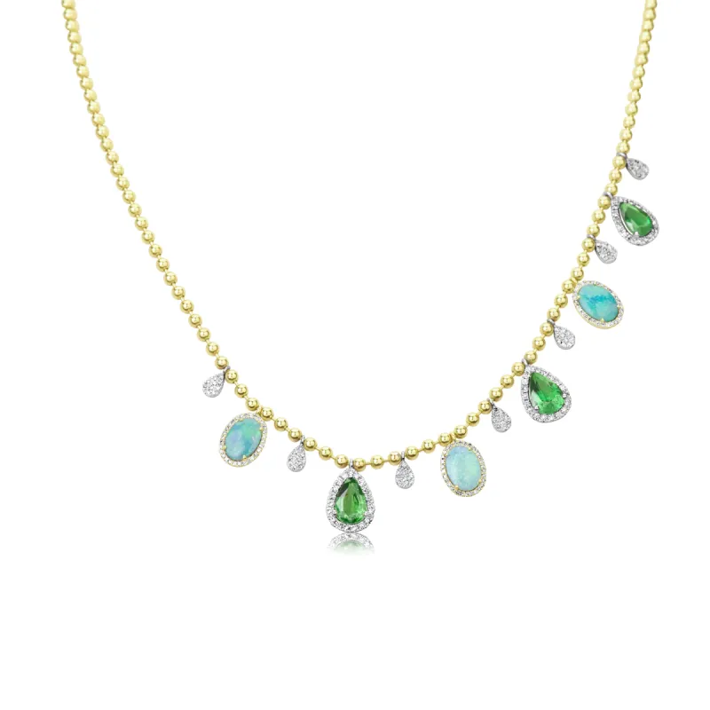 Yellow Gold Opal and Green Chrome Necklace sold by Meira T