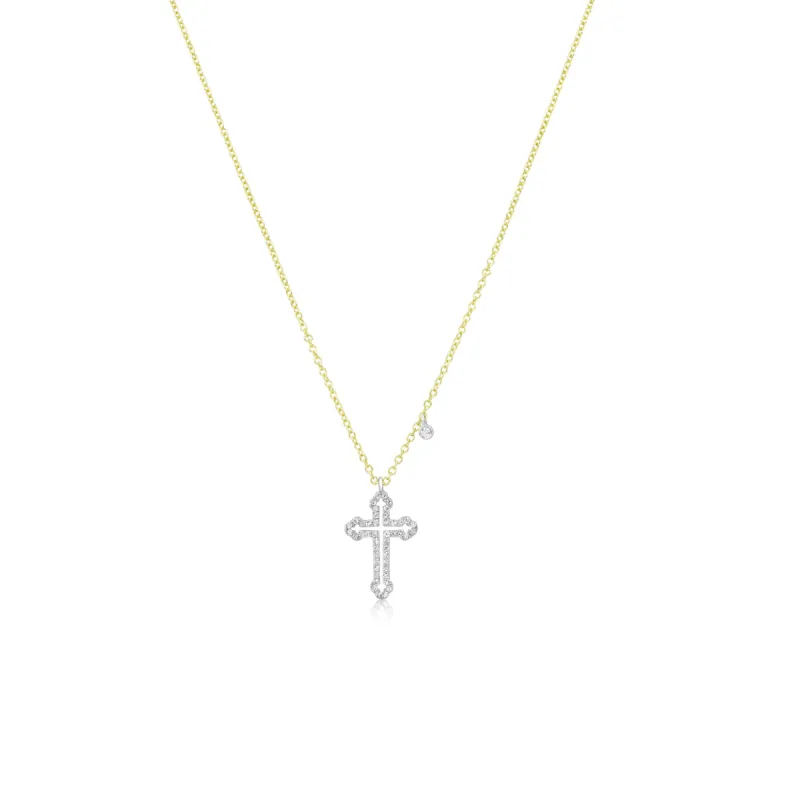 Dainty Open Diamond Cross Necklace sold by Meira T