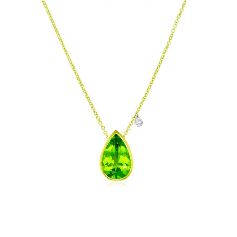 August Birthstone | Peridot Pear Necklace sold by Meira T