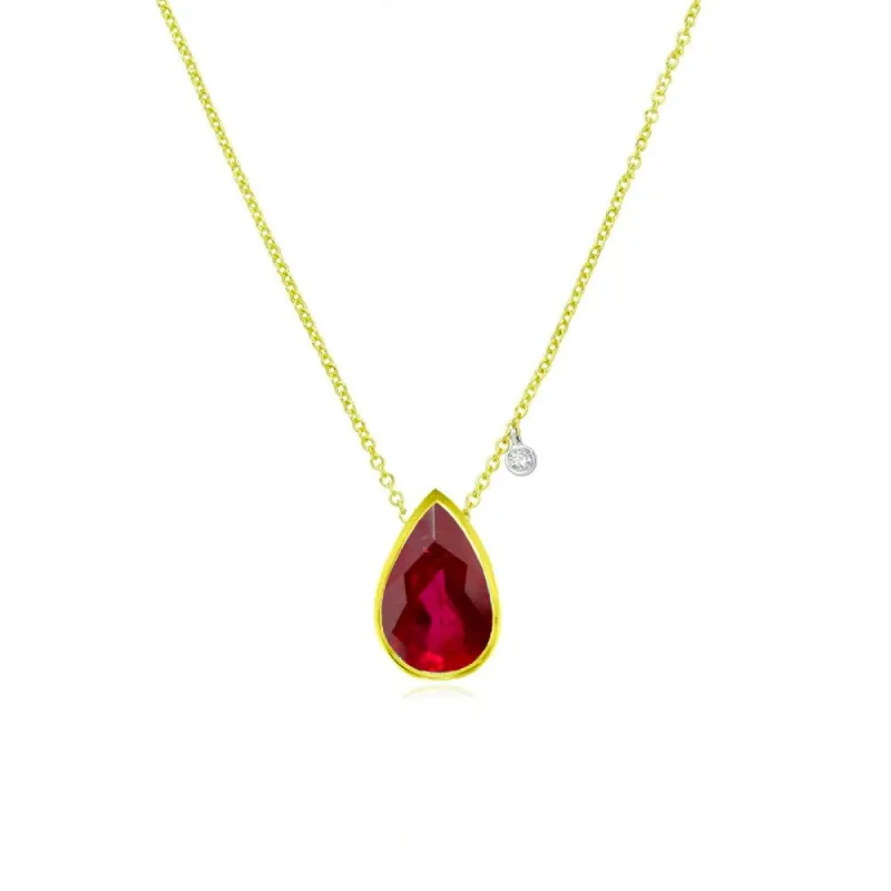 July Birthstone | Ruby Pear Necklace sold by Meira T