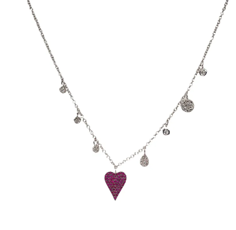 White Gold and Ruby Heart Necklace sold by Meira T