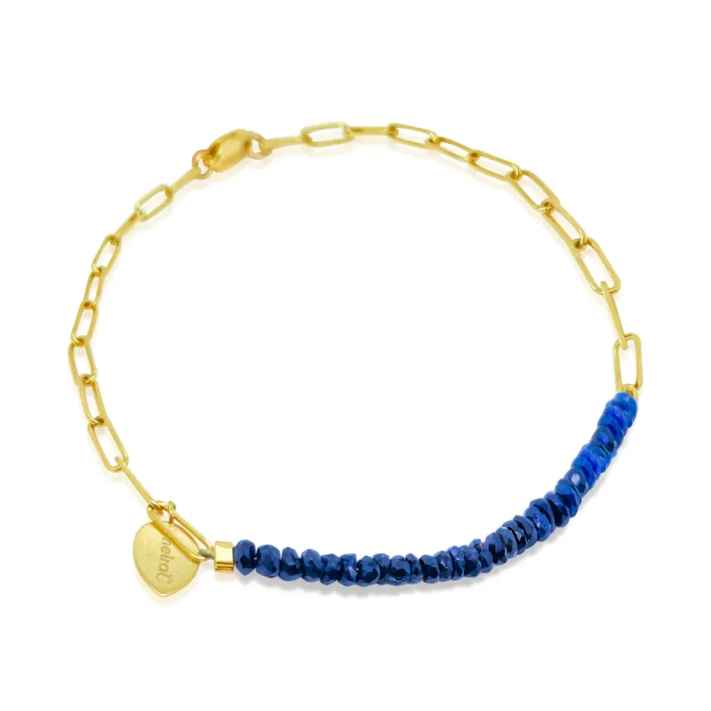 Yellow Gold and Blue Sapphire Beaded Bracelet sold by Meira T