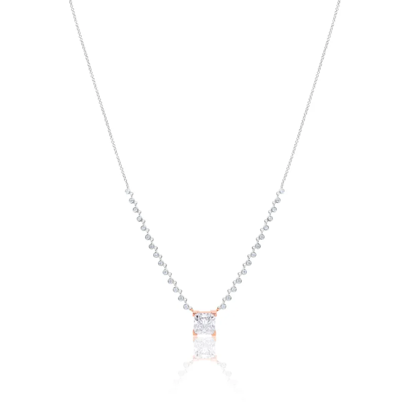 White Gold Champagne Diamond Square Necklace sold by Meira T