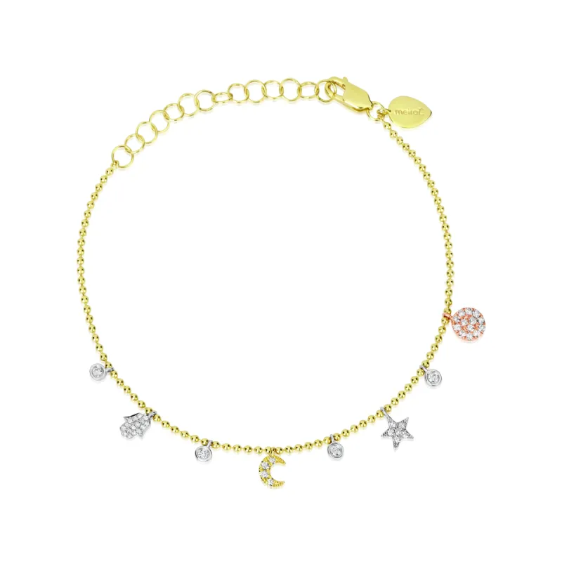 Yellow Gold Diamond Charm Bracelet sold by Meira T