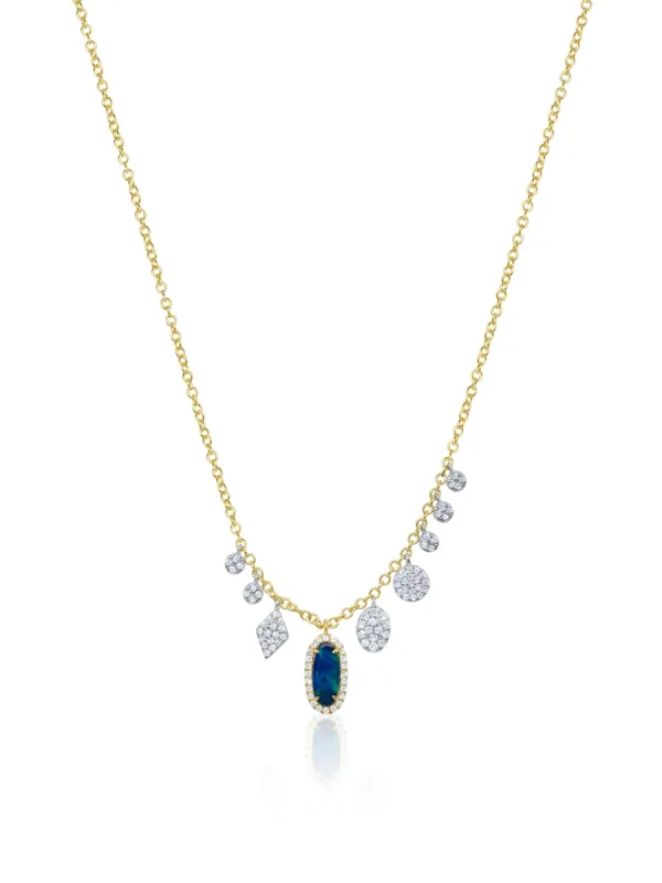 Yellow Gold Opal and Diamond Charms Necklace sold by Meira T