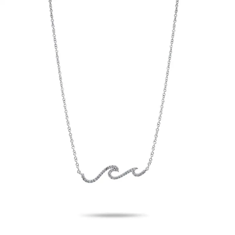 White Gold Diamond Mini Wave Necklace sold by Meira T