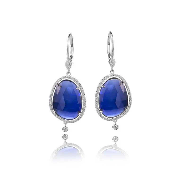 Blue Sapphire Drop Earrings sold by Meira T
