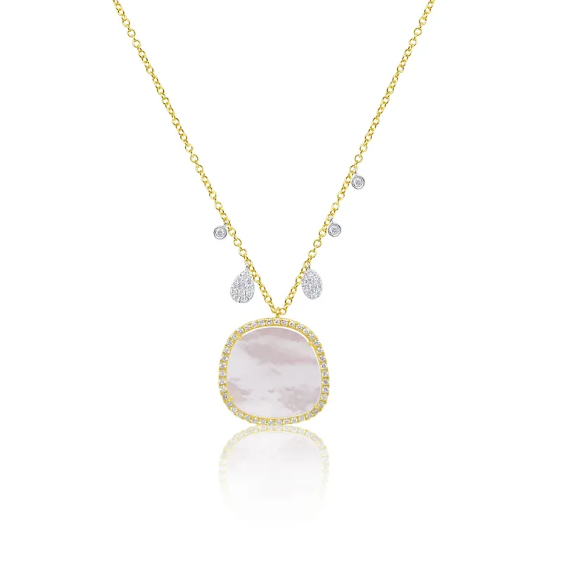 Statement Mother of Pearl and Diamond Charms Necklace sold by Meira T
