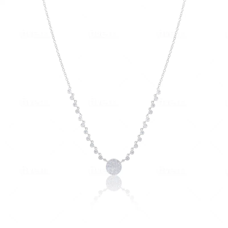 White Gold Diamond Bezel and Disk Necklace sold by Meira T